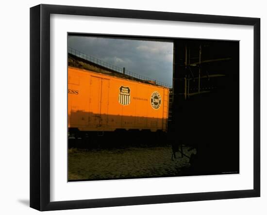 Refrigerated Box Car with the Union Pacific Railroad Logo and Southern Pacific Line-Walker Evans-Framed Photographic Print