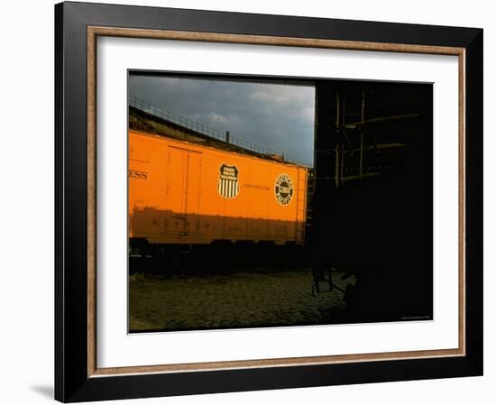 Refrigerated Box Car with the Union Pacific Railroad Logo and Southern Pacific Line-Walker Evans-Framed Photographic Print