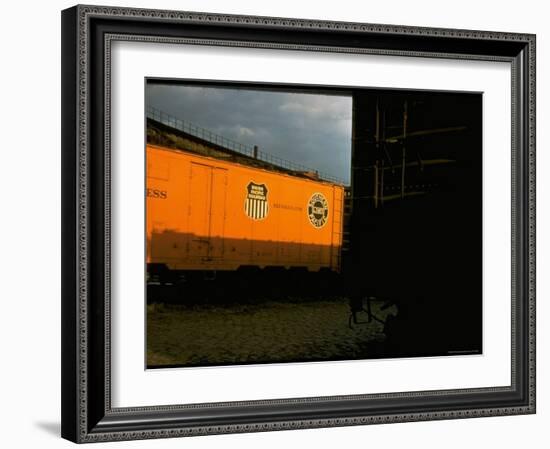 Refrigerated Box Car with the Union Pacific Railroad Logo and Southern Pacific Line-Walker Evans-Framed Photographic Print