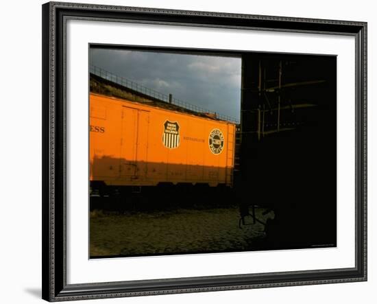 Refrigerated Box Car with the Union Pacific Railroad Logo and Southern Pacific Line-Walker Evans-Framed Photographic Print