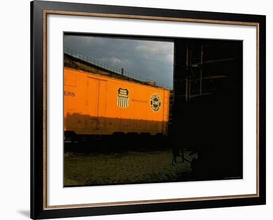 Refrigerated Box Car with the Union Pacific Railroad Logo and Southern Pacific Line-Walker Evans-Framed Photographic Print