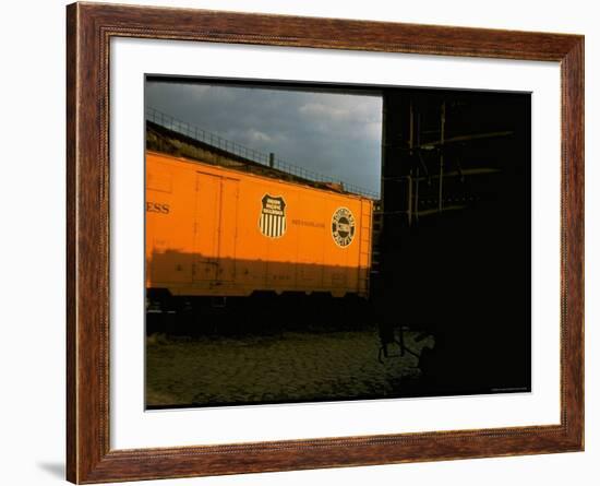 Refrigerated Box Car with the Union Pacific Railroad Logo and Southern Pacific Line-Walker Evans-Framed Photographic Print