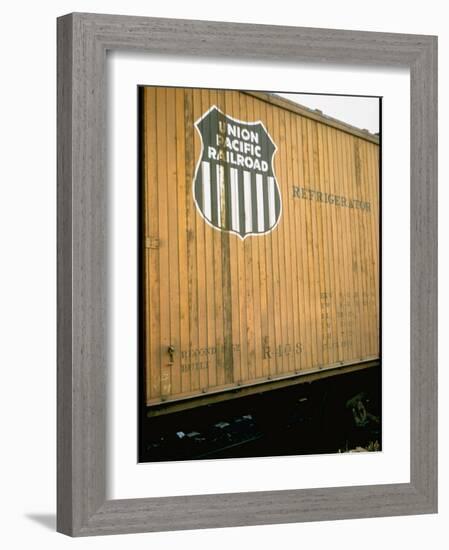 Refrigerator Box Car Showing the Logo of the Union Pacific Railroad-null-Framed Photographic Print