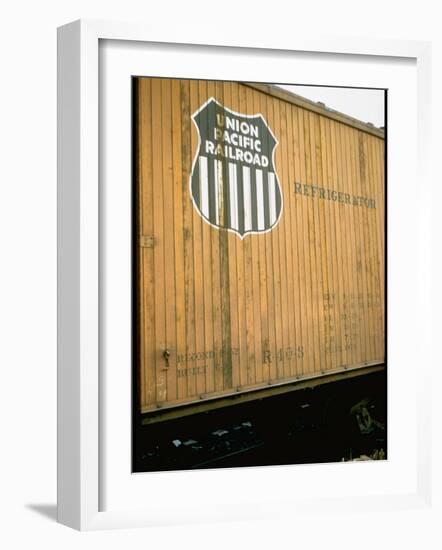 Refrigerator Box Car Showing the Logo of the Union Pacific Railroad-null-Framed Photographic Print