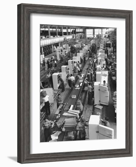 Refrigerators on Assembly Line at General Electric Plant-Alfred Eisenstaedt-Framed Photographic Print