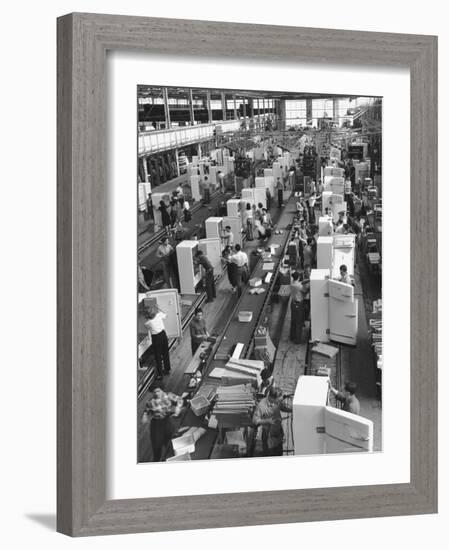 Refrigerators on Assembly Line at General Electric Plant-Alfred Eisenstaedt-Framed Photographic Print