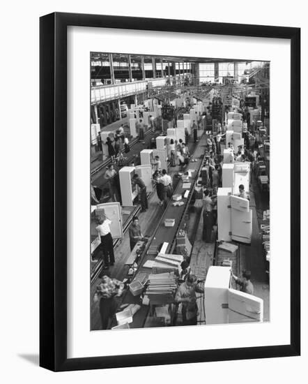 Refrigerators on Assembly Line at General Electric Plant-Alfred Eisenstaedt-Framed Photographic Print