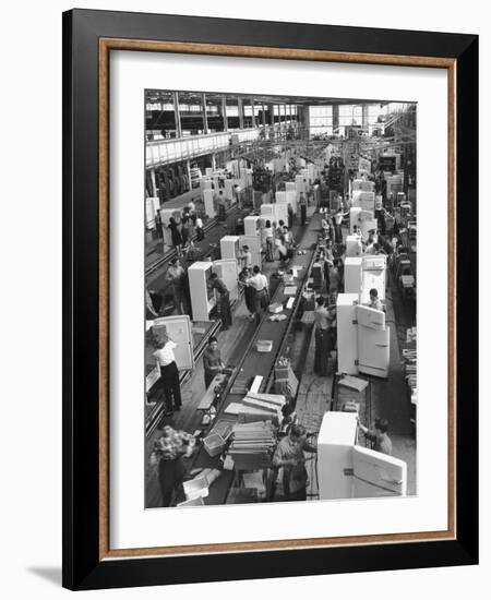 Refrigerators on Assembly Line at General Electric Plant-Alfred Eisenstaedt-Framed Photographic Print