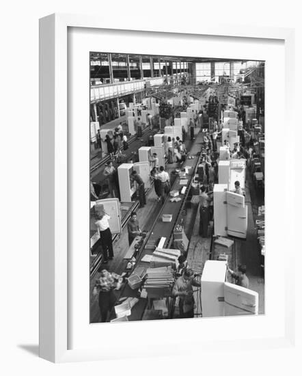 Refrigerators on Assembly Line at General Electric Plant-Alfred Eisenstaedt-Framed Photographic Print