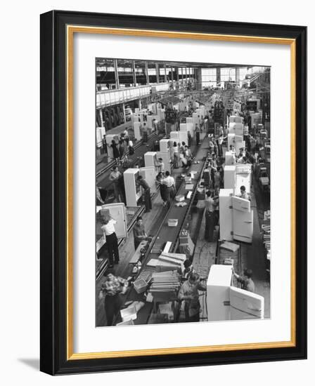 Refrigerators on Assembly Line at General Electric Plant-Alfred Eisenstaedt-Framed Photographic Print