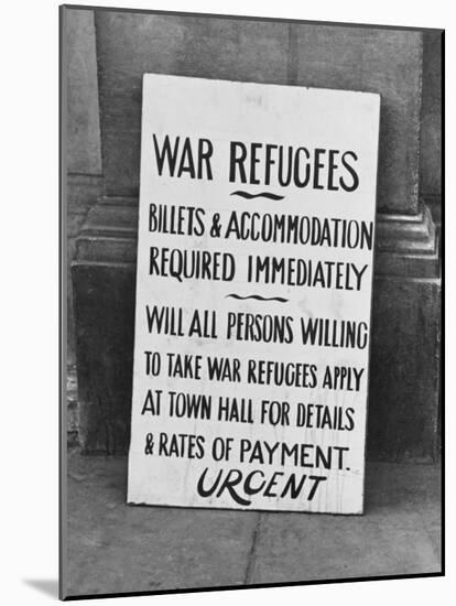 Refugee Accommodation Request WWII-Robert Hunt-Mounted Photographic Print