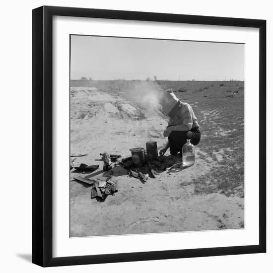 Refugee from the Dust Bowl stops by the side of the highway, California, 1937-Dorothea Lange-Framed Photographic Print