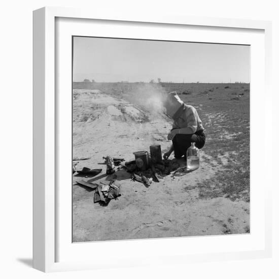 Refugee from the Dust Bowl stops by the side of the highway, California, 1937-Dorothea Lange-Framed Photographic Print