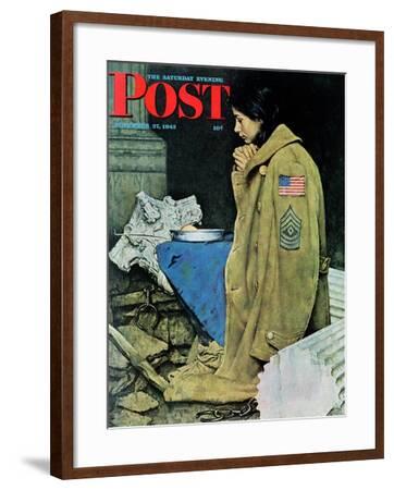 from the Saturday Evening Post Nov 27 1943 Norman Rockwell vintage print /'Thanksgiving/' Sumptuous semi-gloss color matted /& mounted