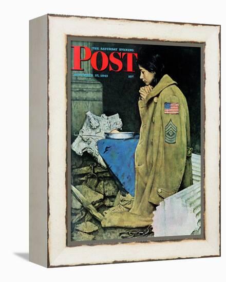 "Refugee Thanksgiving" Saturday Evening Post Cover, November 27,1943-Norman Rockwell-Framed Premier Image Canvas