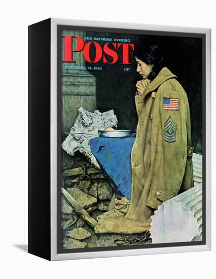 "Refugee Thanksgiving" Saturday Evening Post Cover, November 27,1943-Norman Rockwell-Framed Premier Image Canvas