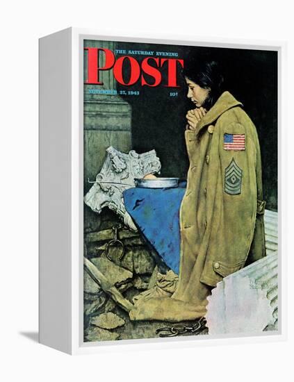 "Refugee Thanksgiving" Saturday Evening Post Cover, November 27,1943-Norman Rockwell-Framed Premier Image Canvas