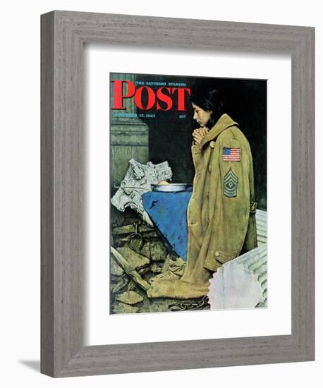 "Refugee Thanksgiving" Saturday Evening Post Cover, November 27,1943-Norman Rockwell-Framed Giclee Print