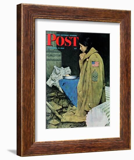 "Refugee Thanksgiving" Saturday Evening Post Cover, November 27,1943-Norman Rockwell-Framed Giclee Print