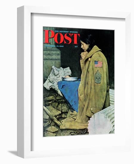 "Refugee Thanksgiving" Saturday Evening Post Cover, November 27,1943-Norman Rockwell-Framed Giclee Print