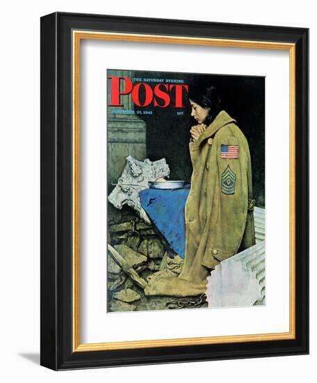 "Refugee Thanksgiving" Saturday Evening Post Cover, November 27,1943-Norman Rockwell-Framed Giclee Print