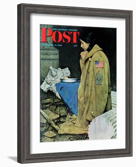 "Refugee Thanksgiving" Saturday Evening Post Cover, November 27,1943-Norman Rockwell-Framed Giclee Print