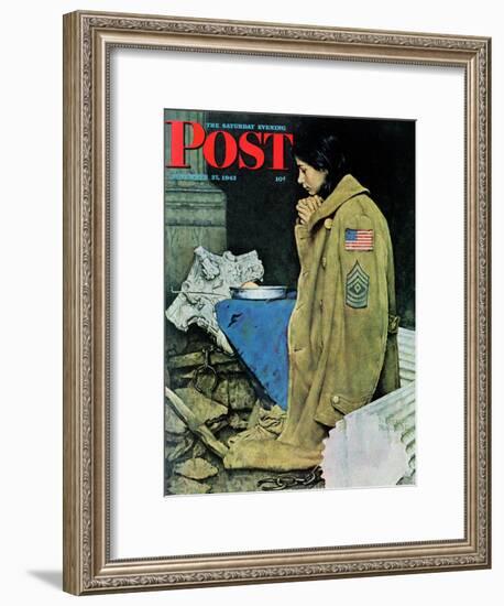 "Refugee Thanksgiving" Saturday Evening Post Cover, November 27,1943-Norman Rockwell-Framed Giclee Print