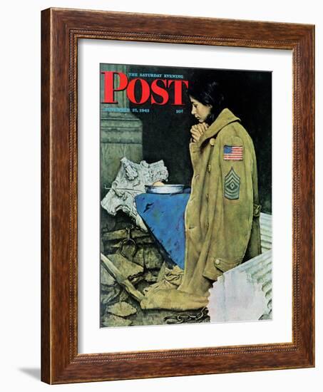 "Refugee Thanksgiving" Saturday Evening Post Cover, November 27,1943-Norman Rockwell-Framed Giclee Print