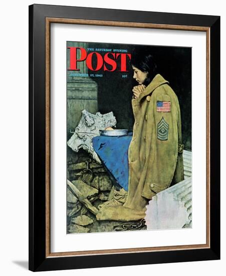 "Refugee Thanksgiving" Saturday Evening Post Cover, November 27,1943-Norman Rockwell-Framed Giclee Print