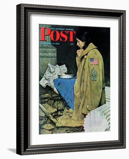 "Refugee Thanksgiving" Saturday Evening Post Cover, November 27,1943-Norman Rockwell-Framed Giclee Print