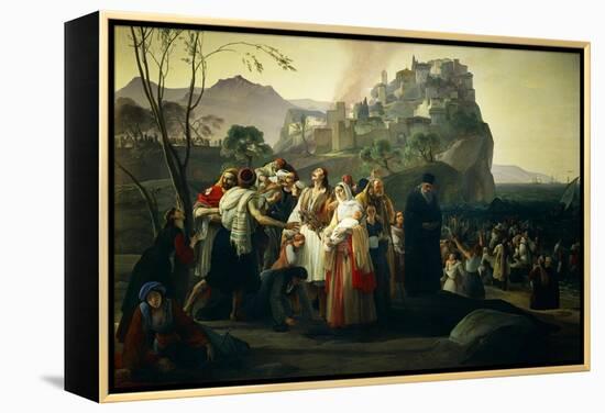 Refugees of Parga, 1826-1831-Francesco Hayez-Framed Premier Image Canvas