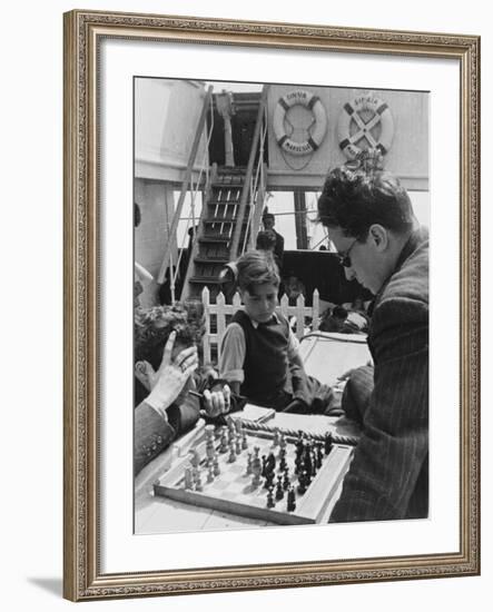 Refugees Playing a Game of Chess on the Ss Sinaia from Marseille During World War Ii-Robert Hunt-Framed Photographic Print