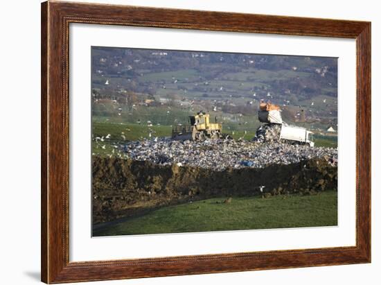 Refuse Truck at Landfill-null-Framed Photographic Print