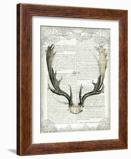 Regal Antlers on Newsprint II-Sue Schlabach-Framed Art Print