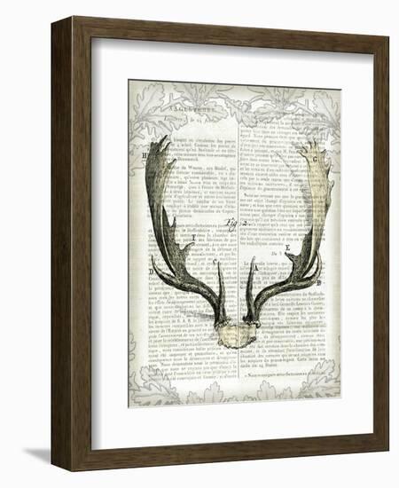 Regal Antlers on Newsprint II-Sue Schlabach-Framed Art Print