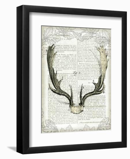 Regal Antlers on Newsprint II-Sue Schlabach-Framed Art Print