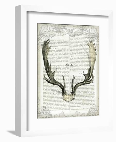 Regal Antlers on Newsprint II-Sue Schlabach-Framed Art Print