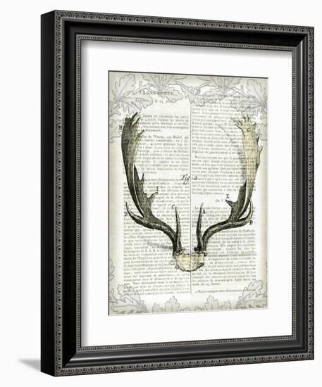 Regal Antlers on Newsprint II-Sue Schlabach-Framed Art Print