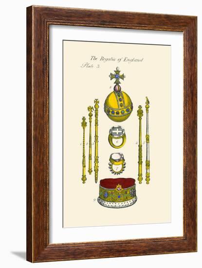 Regalia of England - Staffs, Scepters, Orb, Coronation, Rings, and Circle-Hugh Clark-Framed Art Print