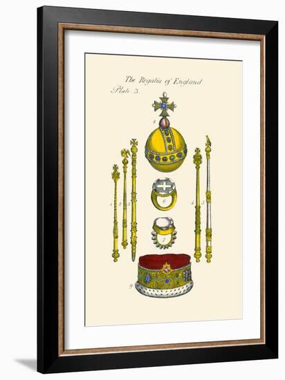 Regalia of England - Staffs, Scepters, Orb, Coronation, Rings, and Circle-Hugh Clark-Framed Art Print