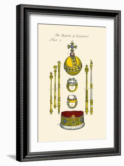 Regalia of England - Staffs, Scepters, Orb, Coronation, Rings, and Circle-Hugh Clark-Framed Art Print