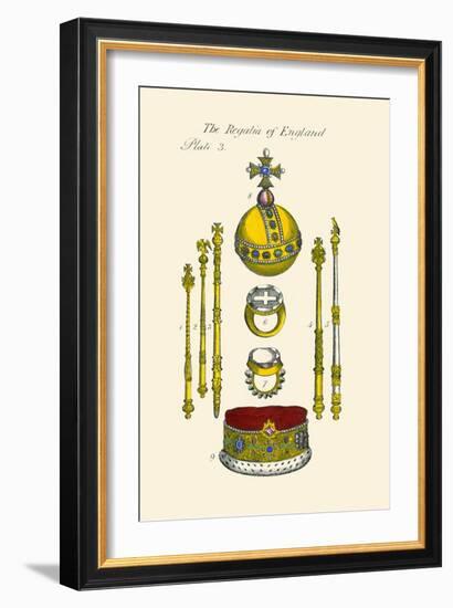 Regalia of England - Staffs, Scepters, Orb, Coronation, Rings, and Circle-Hugh Clark-Framed Art Print