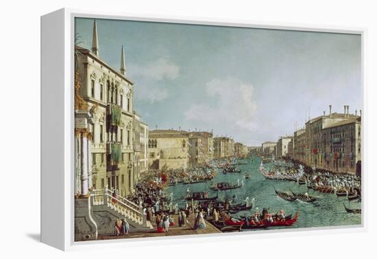 Regatta Auf Dem Canale Grande Vor Dem Palais Ca'Foscari-Canaletto-Framed Premier Image Canvas