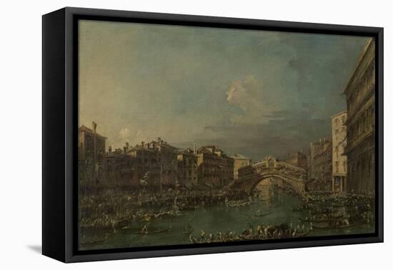 Regatta on the Canale Grande Near the Rialto Bridge in Venice-Francesco Guardi-Framed Stretched Canvas