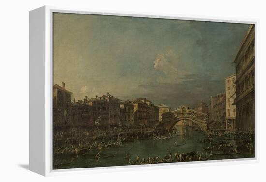 Regatta on the Canale Grande Near the Rialto Bridge in Venice-Francesco Guardi-Framed Stretched Canvas