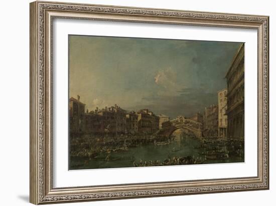 Regatta on the Canale Grande Near the Rialto Bridge in Venice-Francesco Guardi-Framed Art Print