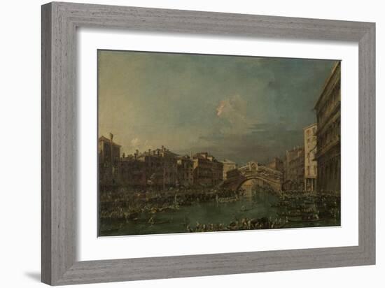 Regatta on the Canale Grande Near the Rialto Bridge in Venice-Francesco Guardi-Framed Art Print