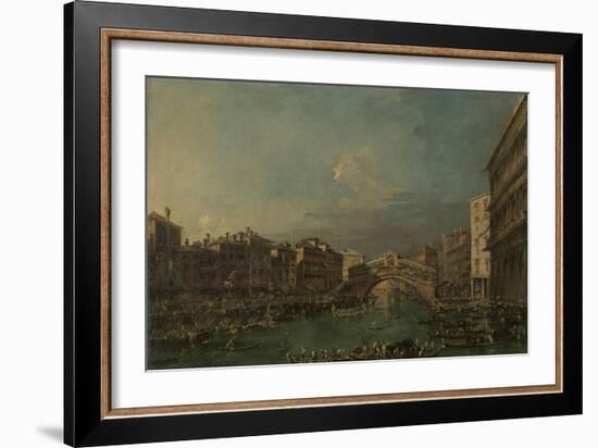 Regatta on the Canale Grande Near the Rialto Bridge in Venice-Francesco Guardi-Framed Art Print