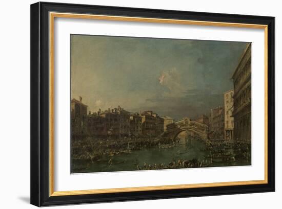 Regatta on the Canale Grande Near the Rialto Bridge in Venice-Francesco Guardi-Framed Art Print