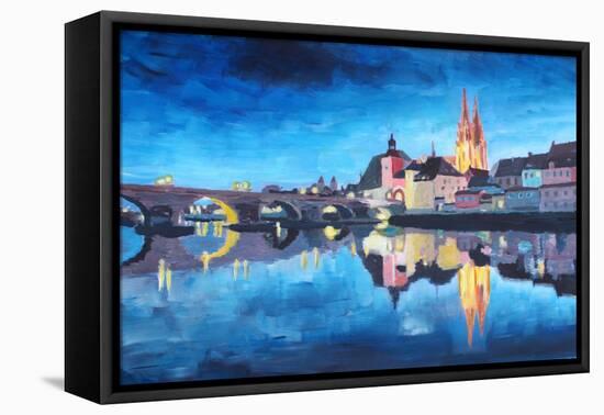 Regensburg, Bavaria, at Dawn-Markus Bleichner-Framed Stretched Canvas